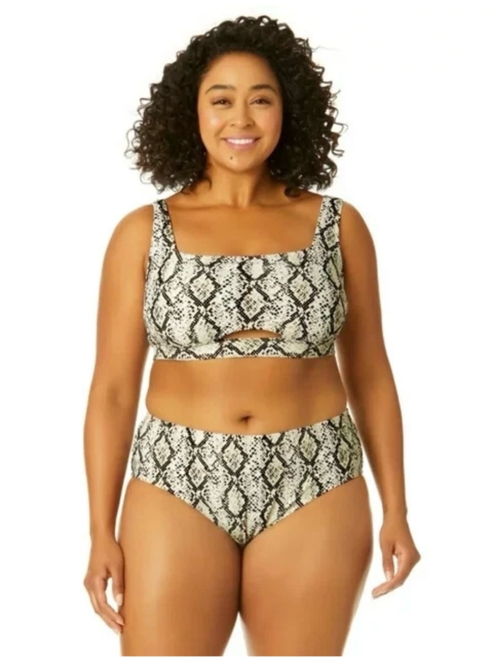 Time and Tru Women’s 1X (16W-18W) Bohemian Snake Print Two-Piece Swim Set Bikini